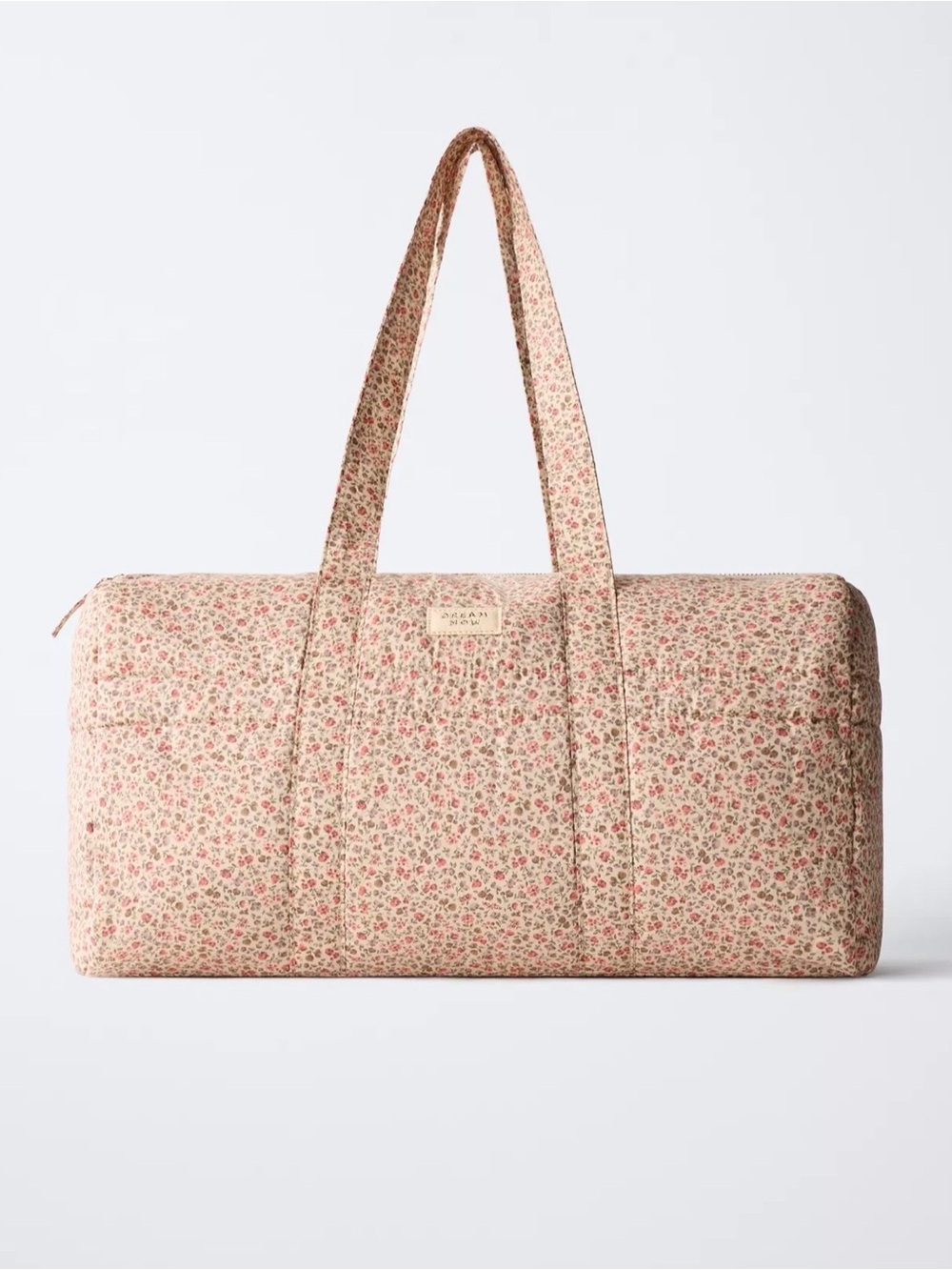 Quilted Floral Weekender Bag in Pink Cream